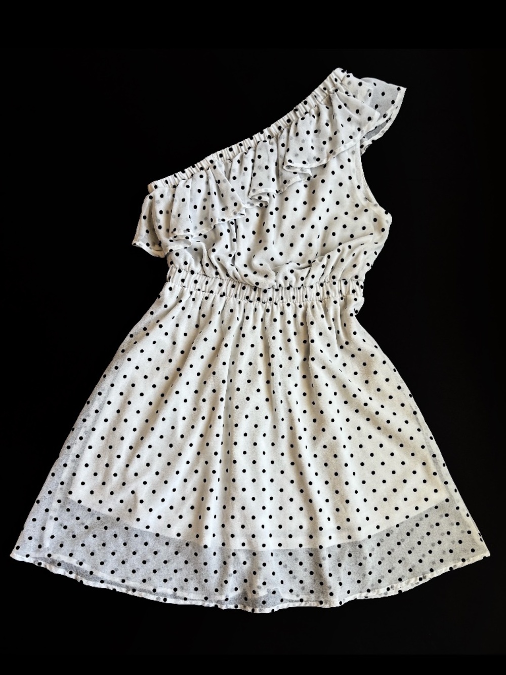 One-Shouldered Polka Dot Dress